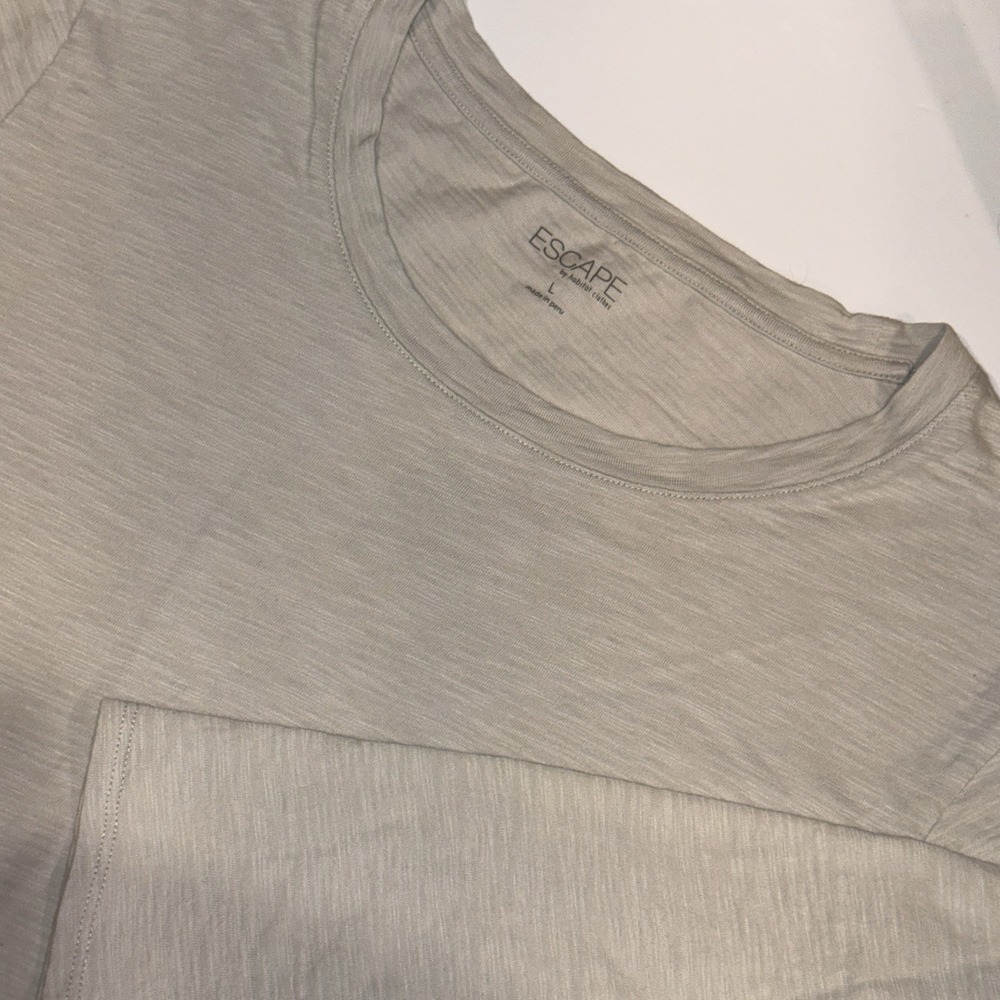 ESCAPE by Habitat Clothes Peruvian Cotton Slub Knit Top Long Sleeve Size L Gray